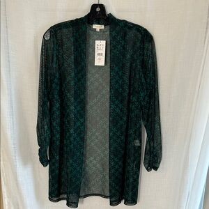sheer cardigan,open front,ruching,green fairy,whimsigoth,NWT ,Laura MP,retro